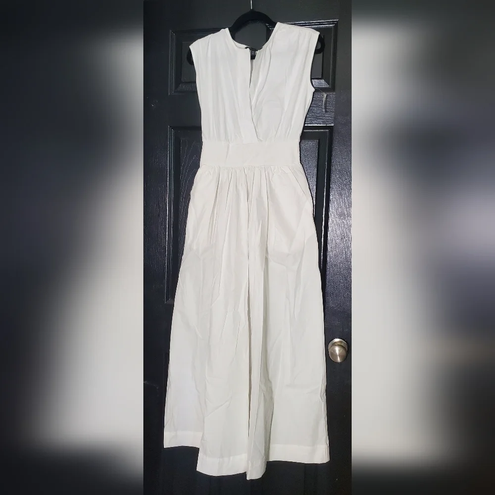 Banana Republic Mixed Media Cotton Poplin Maxi Dress White Size XS RT$140
